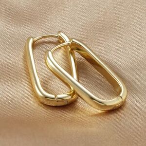 Elongated Gold Hoop Earrings